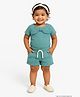 JusCubs Cotton Woven Half Sleeves Schiffli Embroidered Top & Shorts Set - Green