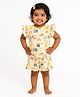 JusCubs Cotton Knit Frill Sleeves Animals Printed Coordinating Top & Shorts Set - Multi Colour