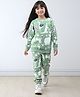 Anthrilo Fleece Knit Full Sleeves Wild Animals Printed Winter Sweatshirt With Coordinating Joggers Set - Green