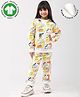 Anthrilo Fleece Knit Full Sleeves Dinosaur Comics Printed Coordinating Winter Sweatshirt & Jogger Set - Off White