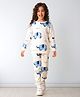 Anthrilo Fleece Knit Full Sleeves Elephant Printed Coordinating Winter Sweatshirt & Jogger Set - White