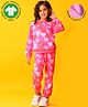 Anthrilo Fleece Knit Full Sleeves Hearts Printed Coordinating Winter Sweatshirt With Joggers Set - Pink
