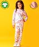 Anthrilo Fleece Knit Full Sleeves Unicorn & Floral Printed Coordinating Winter Sweatshirt With Joggers Set - Pink