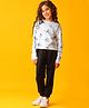 Anthrilo Blended Knit Full Sleeves Butterflies Printed Tee Joggers Set - Blue & Black