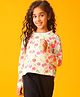 Anthrilo Blended Knit Full Sleeves Cherries & Polka Dots Printed Tee - Off White