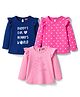 Babyhug 100% Cotton Knit Full Sleeves T-Shirt with Heart & Text Print Pack of 3 - Navy Blue & Pink