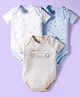 I Bears Interlock Knit Half Sleeves Onesies With Animal Print Pack Of 3 - Blue white & Tan
