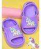 Yellow Bee Unicorn Applique Detailed Sling Back Clogs - Purple