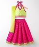 Saka Designs Cotton Woven Sleeveless Lehenga Choli Set With Foil Print & Dupatta - Green & Dark Pink