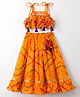 Saka Designs Cotton Woven Sleeveless Lehenga Choli Set With Floral Print - Yellow