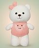 CuddleNest White Teddy Bear With a Pink Outfit, Height 35 cm