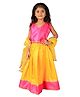 Vaanee Designz Silk Woven Sleeveless Gota Lace Embellished Lehenga Choli With Dupatta Set - Yellow & Magenta