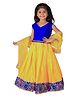 Vaanee Designz Silk Woven Sleeveless Leaves Embroidered & Gota Lace Embellished Lehenga Choli With Dupatta Set - Yellow & Blue