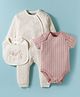Kookie Kids Interlock Knit Full Sleeves Printed Onesies & Romper Set With Bib - Light Pink