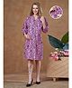 Lovely Mom's Rayon Woven Three Fourth Puffed Sleeves Floral Printed Maternity Dress With Side Seam Nursing Access - Pink