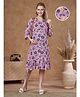 Lovely Mom's Rayon Woven Three Fourth Sleeves Abstract Printed Maternity Dress With Side Zipper Nursing Accessr - Lavender