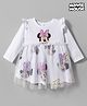 Bonfino Disney Single Jersey Knit Full Sleeves Frill Detailed  Frcok with Minnie Mouse Print - White