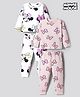 Bonfino Disney Single Jersey Knit Full Sleeves Co-ord Night Suits With Minnie Mouse Print Pack of 2 - White & Lavender