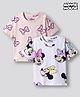Bonfino Disney Single Jersey Knit Half Sleeves Over Size Drop Shoulder Oversized T-Shirt With Minnie Mouse Graphics Pack Of 2 - White & Pink