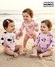 Bonfino Disney Interlock Knit Full Sleeves Onesies With Minnie Mouse Print Pack Of 3 - Pink White & Peach