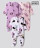 Bonfino Disney Interlock Knit Full Sleeves Footed Sleep Suits With Minnie Mouse Print Pack of 3 - White Pink & Purple