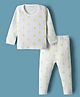 Kanvin Cotton Knit Full Sleeves Thermal Inner Wear Set With Star Print - White