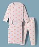 Kanvin Cotton Knit Full Sleeves Co-ord Thermal Set With Star Print & Vest - White