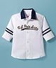 US Polo Assn 100% Cotton Woven Full Sleeves Collar Shirt with Brand Text Print - White