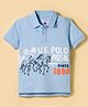 US Polo Assn 100% Cotton Knit Half Sleeves Polo T-Shirt with Brand Name Graphic - Light Blue