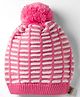 Model Knit Winter Cap With Pom Pom White & Pink - Diameter 9 cm