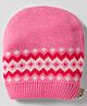 Model Knit Winter Cap With Zig Zag Design Pink - Diameter 9 cm