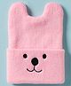 Model Knit Winter Cap With Bear Embroidery Design Pink - Diameter 10 cm