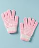 Model Knit Gloves With Stripes - Light Pink & White