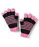 Model Knit Gloves With Stripes - Dark Pink & Black