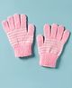 Model Knit Gloves with Stripe Design - Pink & White