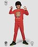 TRESNOVA Cotton Knit Full Sleeves Tiger Face Printed Anti Microbial Tee & Joggers Set - Orange