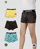 TRESNOVA Cotton Knit Pack Of 3 Camouflage & Game Theme Printed Anti Microbial Boxers - Yellow Green & Teal Blue