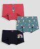 TRESNOVA Cotton Elastane Knit Pack Of 3 Bird & Dreamer Text Printed Anti Microbial Boy Shorts - Teal Blue Navy Blue & Rose Pink