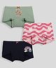 TRESNOVA Cotton Elastane Knit Pack Of 3 Floral & Dreamer Text Printed Anti Microbial Boy Shorts - Navy Blue Green & Pink