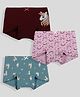TRESNOVA Cotton Elastane Knit Pack Of 3 Unicorn & Rainbow Printed Anti Microbial Boy Shorts - Purple Burgundy & Teal Blue