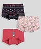 TRESNOVA Cotton Elastane Knit Pack Of 3 Bird & Unicorn Printed Anti Microbial Boy Shorts - Pink Navy Blue & Rose Pink