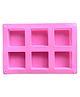 MOMISY Silicone Square Mould, 6-Cavity Baking Tray for Brownies, Cakes, Jelly, Soap - Pink