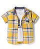 Ruff 100% Twill Cotton Woven Half Sleeves Checkered Shirt with T-Shirt - Yellow