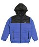 OKANE Woven Full Sleeves Padded Hooded Solid Jacket - Blue & Black