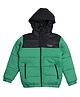 OKANE Woven Full Sleeves Padded Hooded Solid Jacket - Dark Green & Black