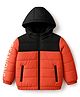 OKANE Woven Full Sleeves Padded Hooded Solid Puffer Jacket - Orange & Black
