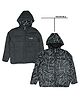 OKANE Woven Full Sleeves Hooded Reversible Jacket With Text Print - Black