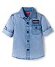 Kookie Kids Woven Full Sleeves Washed Shirt with Front Pocket- Light Blue