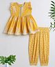 The Magic Wand Cotton Woven Sleeveless Floral Printed & Gota Lace Embellished Kurti With Harem Pants Set - Yellow
