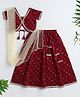 The Magic Wand Woven Half Sleeves Bandhani Printed & Gota Lace Embellished Lehenga Choli With Dupatta Set - Maroon